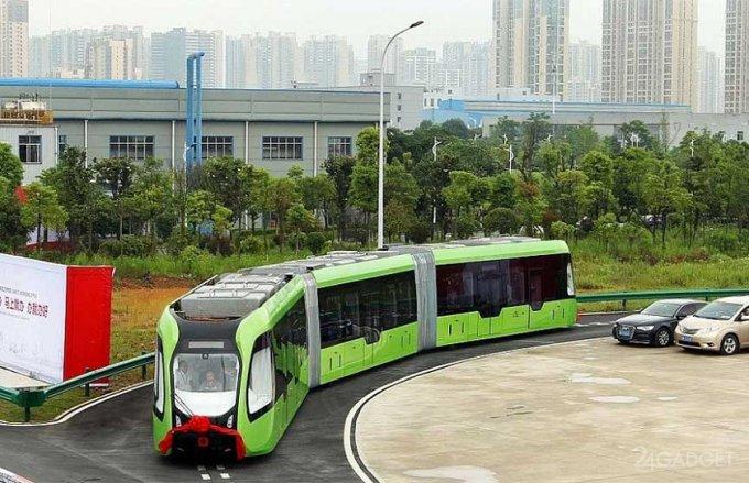 40146 В Китае испытывают гибридный общественный транспорт на основе автобуса и трамвая