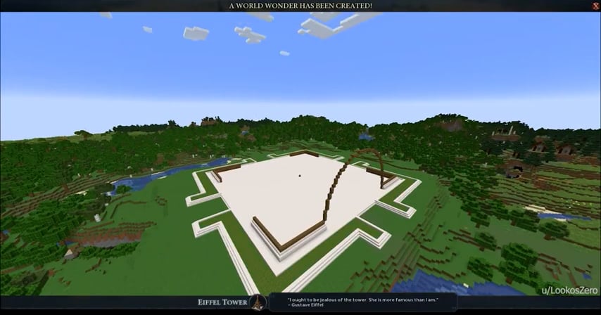 66936 Игрок построил в Minecraft Эйфелеву башню из Civilization 6 [ВИДЕО]